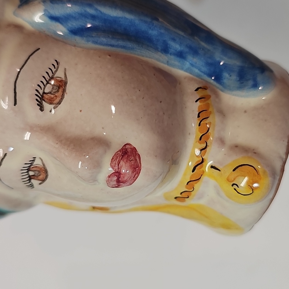 Caltagirone Sicily Italy Queen Moor's Head Small Vase, Signed F. Pistone - Picture 12 of 16